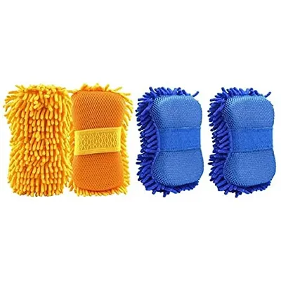NEXTON Presents Multi use Home Kitchen Car Bike Washing Sponge Highly Absorbent Stuff (4 Pc Multicolor)