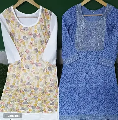 Fancy Cotton Kurtis For Women Pack Of 2-thumb0