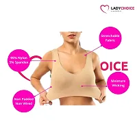 LADYCHOICE Women Nylon Spandex Non Padded Non-Wired Air Sports Bra Black-Skin-thumb1