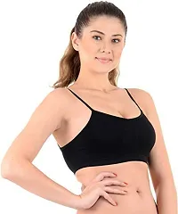 LADY CHOICE Women's Nylon Non-Padded Wire Free Sports Bra ( airbra-thin-straps-black-grey-red_Multicolor_Free Size)-thumb1