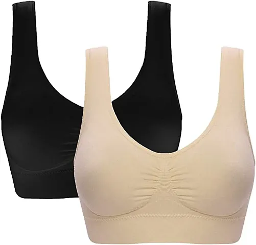 Women Non Padded Non-Wired Air Sports Bra (Pack of 2)