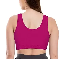 LADYCHOICE Women Nylon Spandex Non Padded Non-Wired Air Sports Bra (Pack of 3) (Magenta-Black-BabyPink)-thumb3