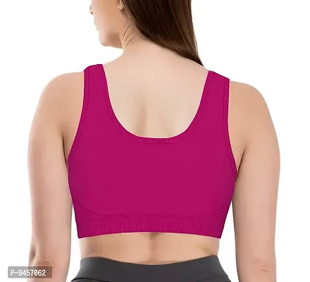 LADYCHOICE Women Nylon Spandex Non Padded Non-Wired Air Sports Bra (Pack of 3) (Magenta-Black-BabyPink)-thumb4