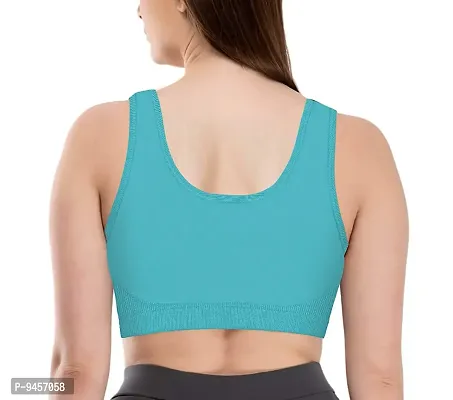 LADYCHOICE Women Nylon Spandex Non Padded Non-Wired Air Sports Bra (Pack of 3) (SkyBlue-Black-Baby Pink)-thumb4