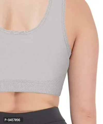 LADYCHOICE Women Nylon Spandex Non Padded Non-Wired Air Sports Bra Black-Grey-thumb5