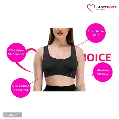 LADY CHOICE Sports Air Bra - Stretchable, Seamless Bras for Women, Girls - Without Hook, Non Padded for Night and Sleeping, Free Size (28 to34)-thumb5