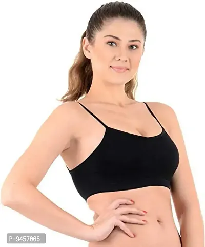 LADY CHOICE Women's Nylon Non-Padded Wire Free Sports Bra ( airbra-thin-straps-black-skin-navyblue_Multicolor_Free Size)-thumb2