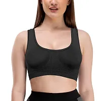 LADYCHOICE Women Nylon Spandex Non Padded Non-Wired Air Sports Bra (Pack of 3) (Black-Brown-NavyBlue)-thumb1