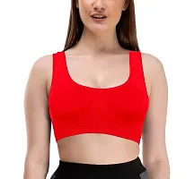 LADYCHOICE Women Nylon Spandex Non Padded Non-Wired Air Sports Bra (Pack of 3) (Red-Black-BabyPink)-thumb1