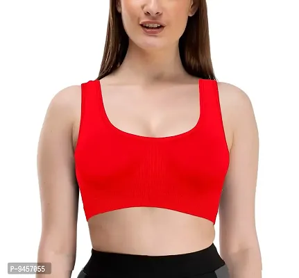 LADYCHOICE Women Nylon Spandex Non Padded Non-Wired Air Sports Bra (Pack of 3) (Red-Black-BabyPink)-thumb2