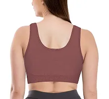 LADYCHOICE Women Nylon Spandex Non Padded Non-Wired Air Sports Bra (Pack of 3) (Black-Brown-NavyBlue)-thumb2