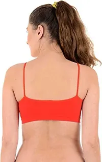 LADY CHOICE Women's Nylon Non Padded Wire Free Sports Bra (airbra-thin-straps-black-skin-red_Multicolor_Free Size, 28 To 36)-thumb3