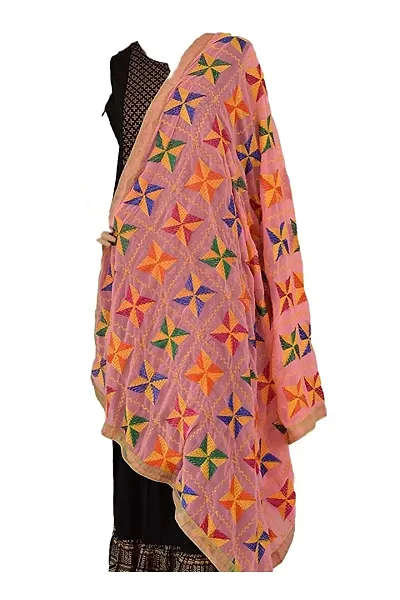 Women's Phulkari Booti Chiffon Dupatta (VEER-D03_Multicolour_Free Size)