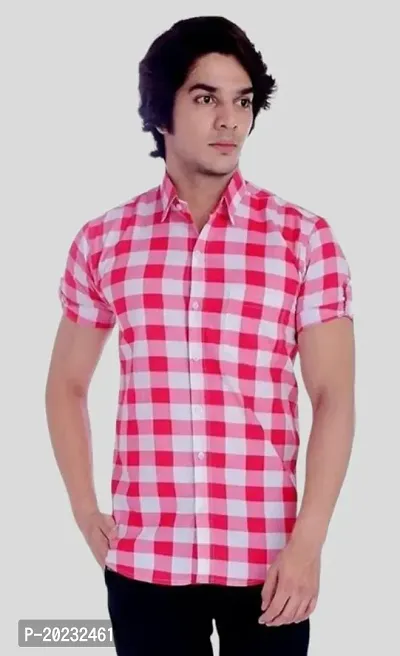 Stylish Polycotton Checked Short Sleeves Casual Shirt for Men-thumb0