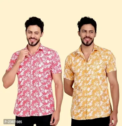 Classic Cotton Printed Casual Shirts for Men, Pack of 2