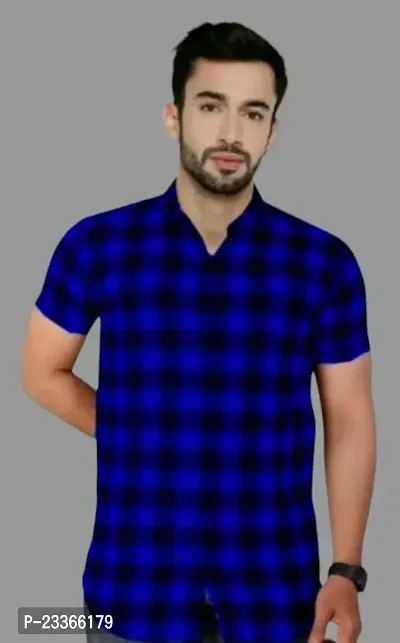 Stylish Premium Cotton Printed Mens Shirt / Designer checks SHIRT / Mens Cotton CHECKS Half Sleeve Shirts.Pack of 1-thumb0