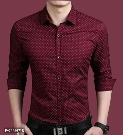 Mens Premium Polka Dot Print Casual Shirt Full Sleeve Shirts.Pack of 1-thumb0