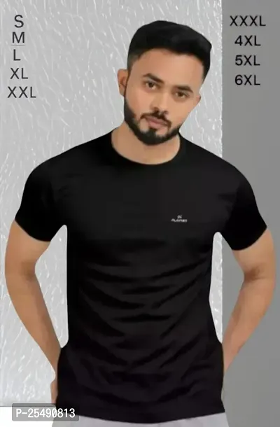 Mens solid regular T-shirt / Mens Half Sleeve Lycra Round neck Tshirt. Pack of 1-thumb0