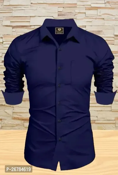 Classic Cotton Long Sleeves Solid Casual Shirts for Men-thumb0