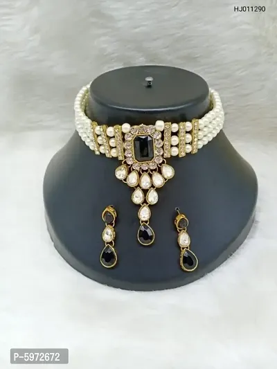 Beautiful Pearl Stone Choker Set with Mangtika and Earring