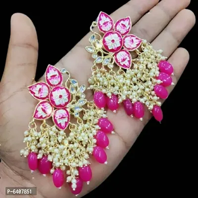 Beautiful Best Buy Indian Bollywood Style Meenakari Kundan Earrings For Women And Girls-thumb0