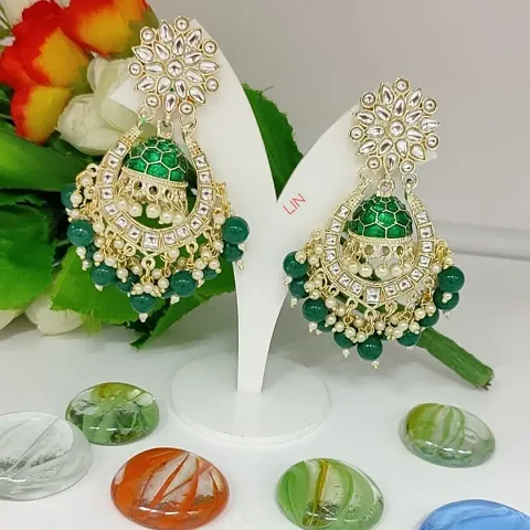 Beautiful Earrings Set in Meenakari Kundan Pearl