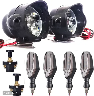 2025 Universal Bike High Power Heavy Duty 9 LED FOG Lights 2 PCS 2 Pul Push Switch With 4 PCS U Indicator Lights