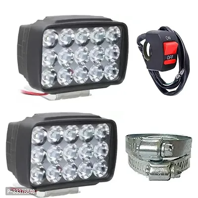 2 PCS Clamp 15 Led Fog Lamp Combo 2 Lights With 1 OnOFF Switch