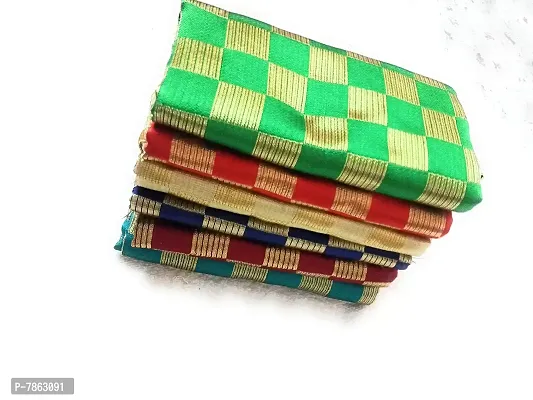 Cottons Unstitched Saree Blouse Fabric (Multicolor, Free Size) - Pack of 6, 1m Each -H20