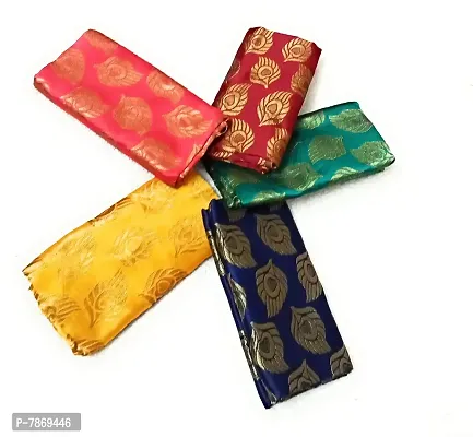 Cottons Unstitched Saree Blouse Fabric (Multicolor, Free Size) - Pack of 5, 1m Each -H83
