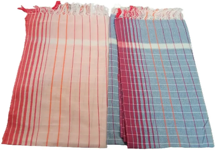Soft Cotton Multicoloured Bath Towels Set Of 2 vol-38