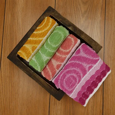 Soft Cotton Multicoloured Hand Towels Set Of 4 Vol-4