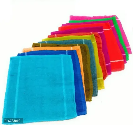 Cotton Multicoloured Hand Towels And Face Towels -Pack Of 12