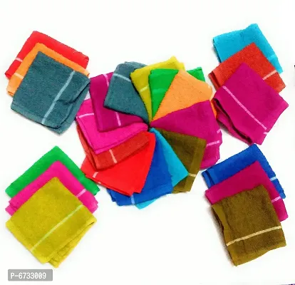 Cotton Multicolored Hand Towels And Face Towels Pack Of 24