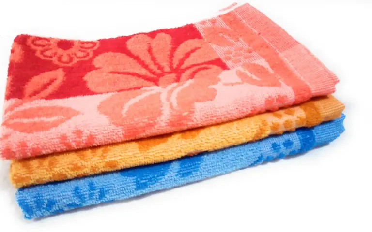 Soft Terry Cotton Multicoloured Hand Towels Set Of 3 Vol-6