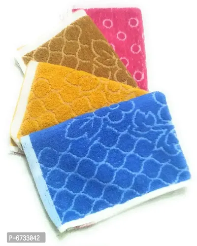 Cotton Multicoloured Hand Towels -Pack Of 4