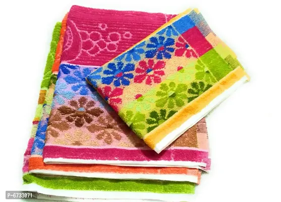 Cotton Multicoloured Hand Towels -Pack Of 4