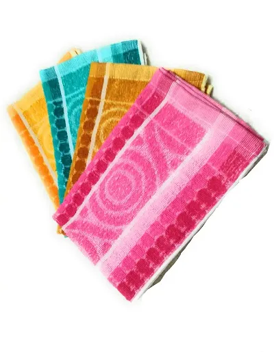 Soft Cotton Multicoloured Hand Towels Set Of 4 Vol-6
