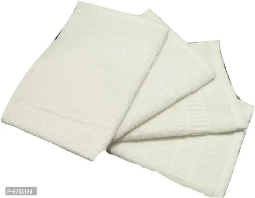 Terry Cotton White Hand Towels And Face Towels -Pack Of 4-thumb0