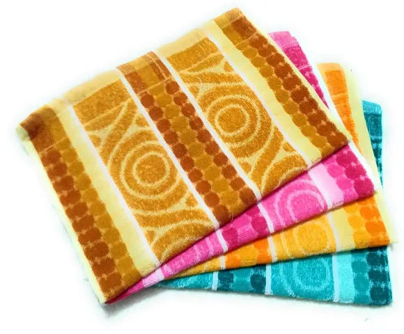 Soft Cotton Multicoloured Hand Towels Set Of 4 Vol-9