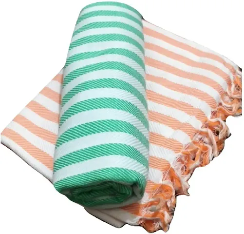 Soft Cotton Multicoloured Bath Towels Set Of 2 vol-36