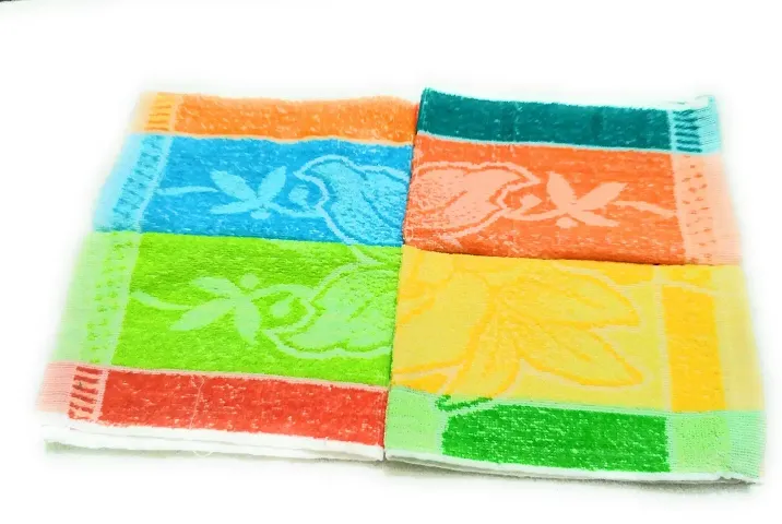 Soft Cotton Multicoloured Hand Towels Set Of 4 Vol-11