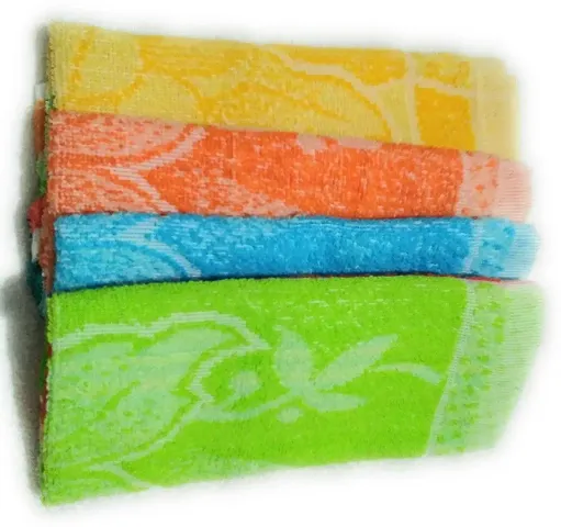 Soft Cotton Multicoloured Hand Towels Set Of 4 Vol-7