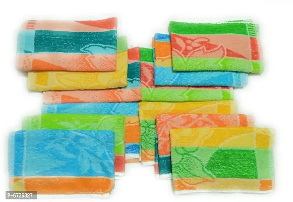 Cotton Multicoloured Hand Towels -Pack Of 12