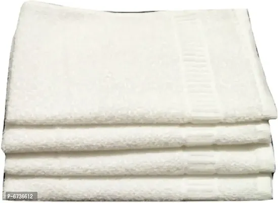 Terry Cotton White Hand Towels And Face Towels -Pack Of 4