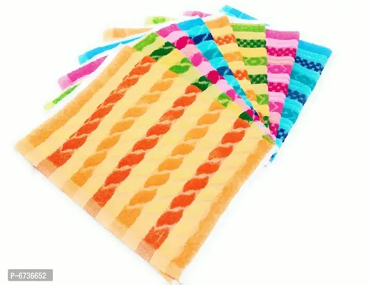 Cotton Multicoloured Hand Towels And Face Towels -Pack Of 8