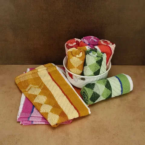 Soft Cotton Multicoloured Hand Towels Set Of 8 vol-29