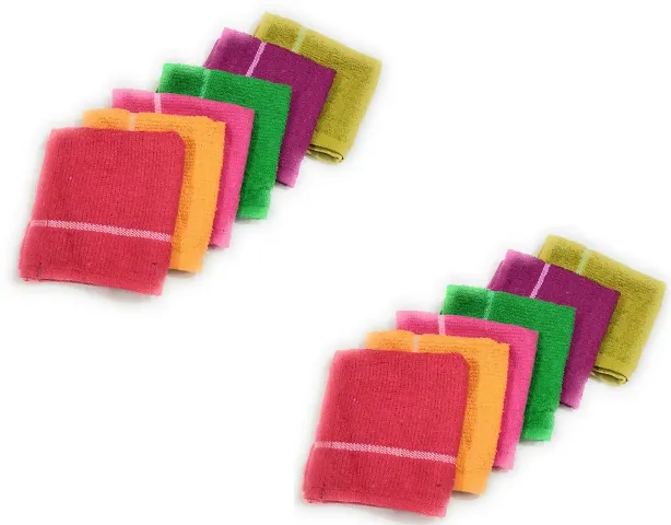 Soft Cotton Multicoloured Face Towels Set Of 12 vol-7