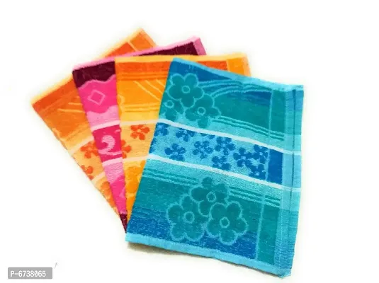Cotton Multicoloured Hand Towels And Face Towels -Pack Of 4