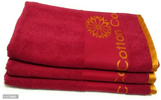 Terry Cotton Red Bath Towels -Pack Of 3